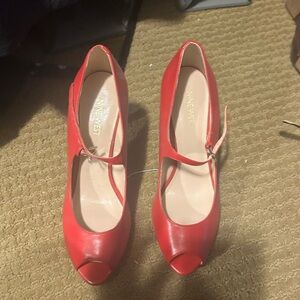 Nine West Bold Red Peep Toe Heels